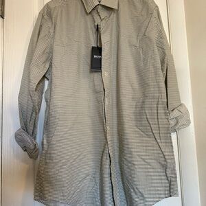 Hugo Boss Casual Button Down Shirt - Black and White